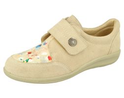 Womens Wide Fit Touch Strap Easy Access Flat Shoes - Royston