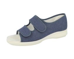 Womens Wide Fit Touch Strap Open Toe  Canvas Shoes - Cora