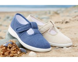 Womens Wide Fit Touch Strap Canvas Shoes - Scroll