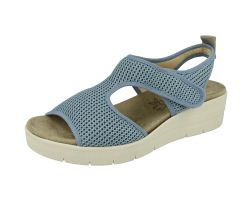 Womens Wide Fit Wedge Stretch Sandals - Dove