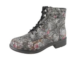 Womens Wide Fit Floral Print Lace Ankle Boots - Kestrel