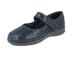 Womens Wide Fit Stretch Fabric Mary Jane House Shoes - Vermont