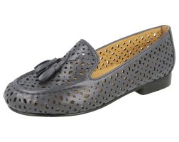 Womens Wide Fit Punched Design Loafers - Driffield