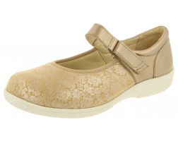 Womens Wide Fit Touch Strap Stretch Panel Flat Shoes - Roberta