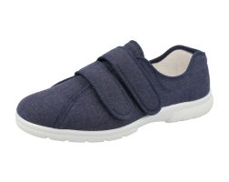 Mens Wide Fit Touch Strap Easy Access Canvas Shoes - Harris