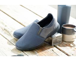 Mens Wide Fit Slip On Stretch Fabric House Shoe - Cairo