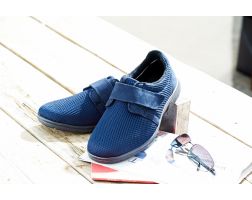 Mens Wide Fit Touch Strap Stretch Fabric House Shoe - Desmond
