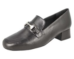 Womens Wide Fit Loafer Style Mid Heel Court Shoe - Acacia