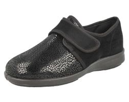 Womens Wide Fit Stretch Fabric Touch Strap House Shoes - Vanilla