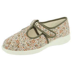 Womens Wide Fit Touch Strap Canvas Shoes - Moorhen