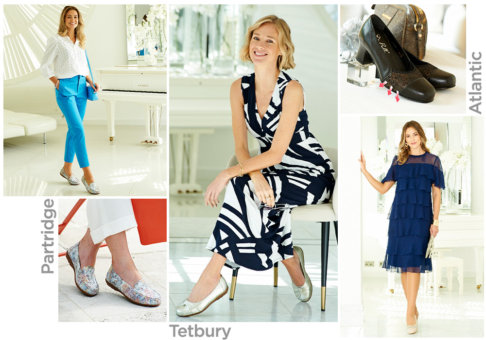 A collection of women wearing shoes