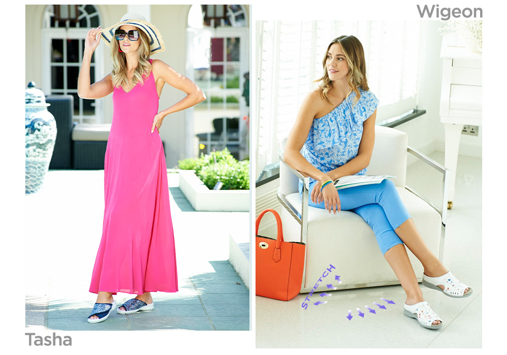 Two woman wearing summer clothes
