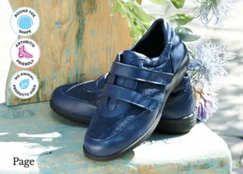 A pair of navy strapped womens shoes