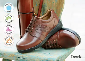 A pair of brown lace up shoes on a chair