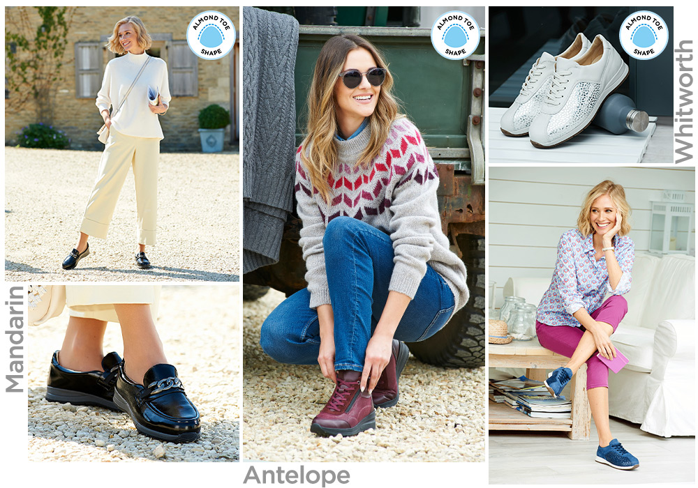 A montage of women and shoes and boots