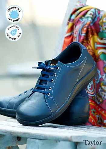 A pair of blue women's flat shoes