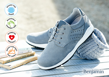 A pair of lace blue canvas shoes