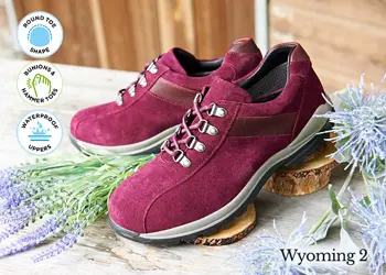A pair of purple walking shoes