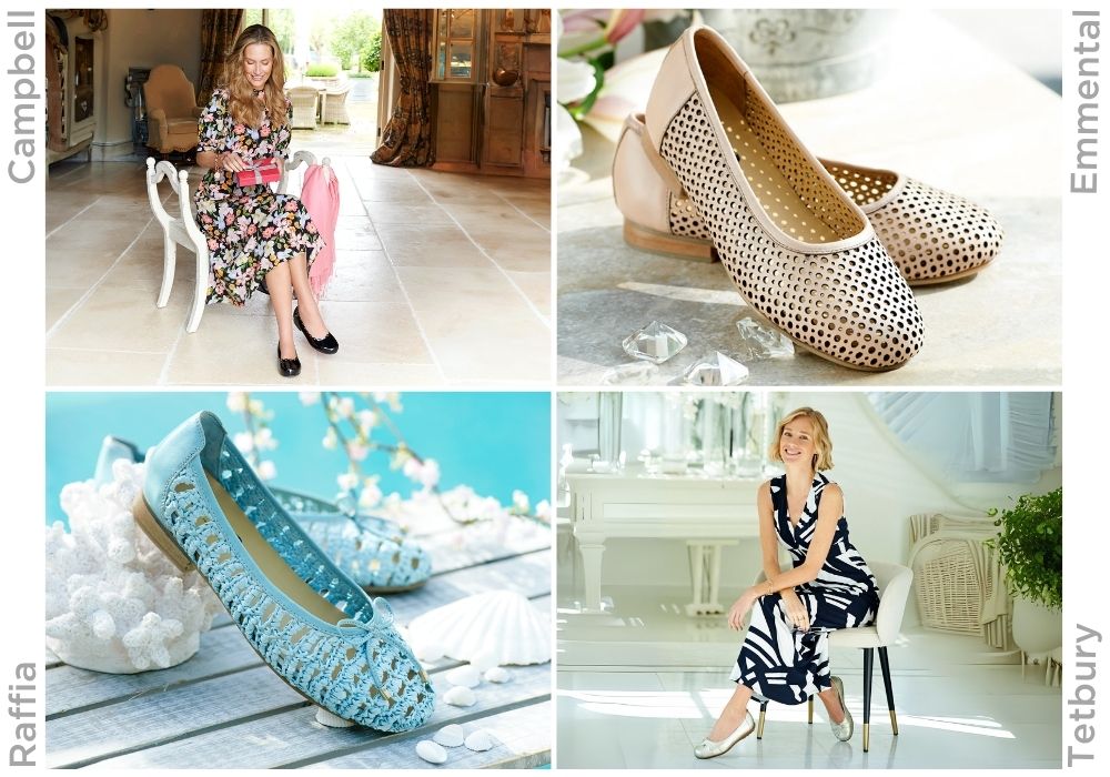 A montage of women and ballet flat shoes