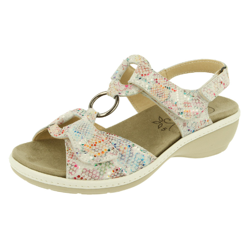 A multicoloured open toe sandal