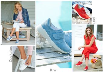 A group of images within women and trainers
