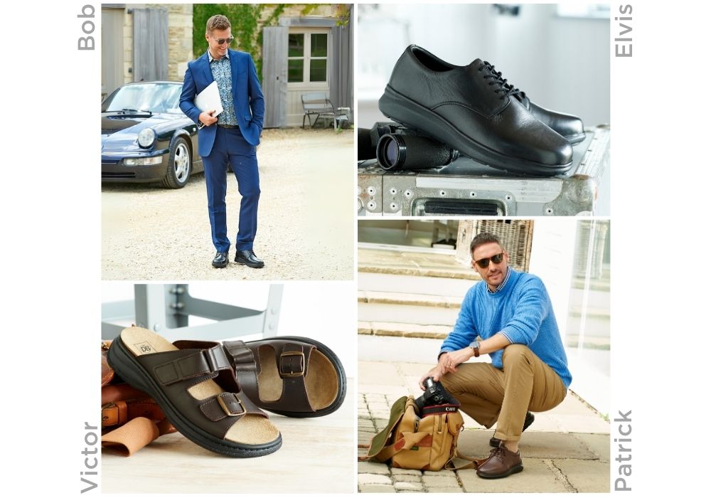 A montage of men and shoes