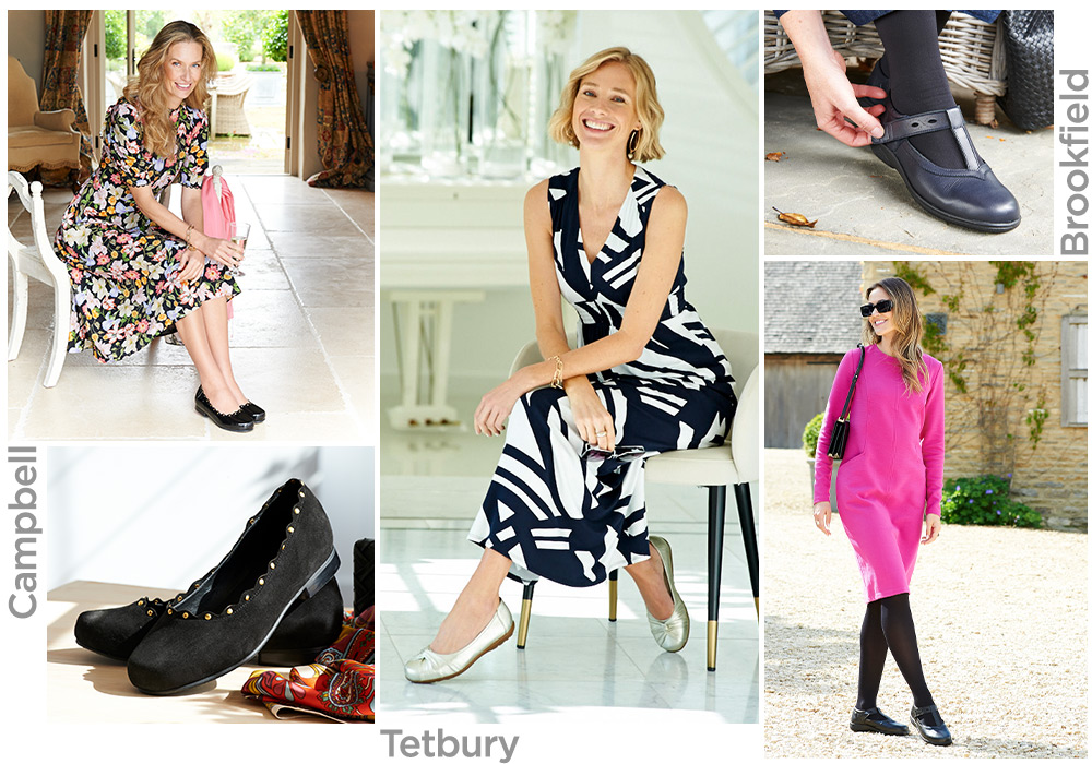 A montage of women and shoes