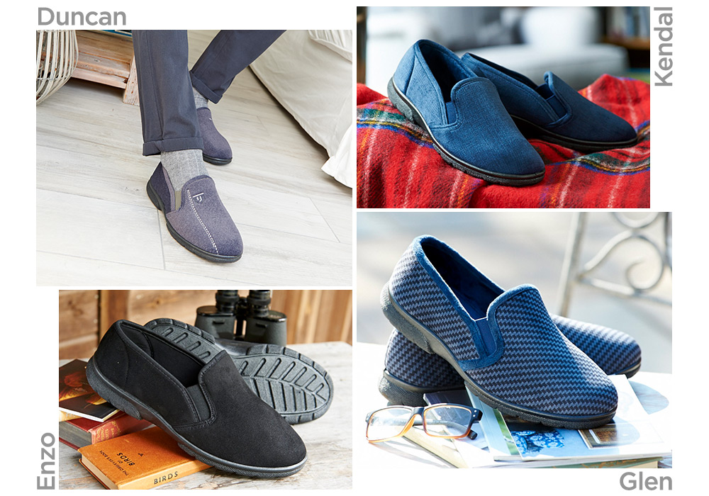A montage of slip on slippers in different colours