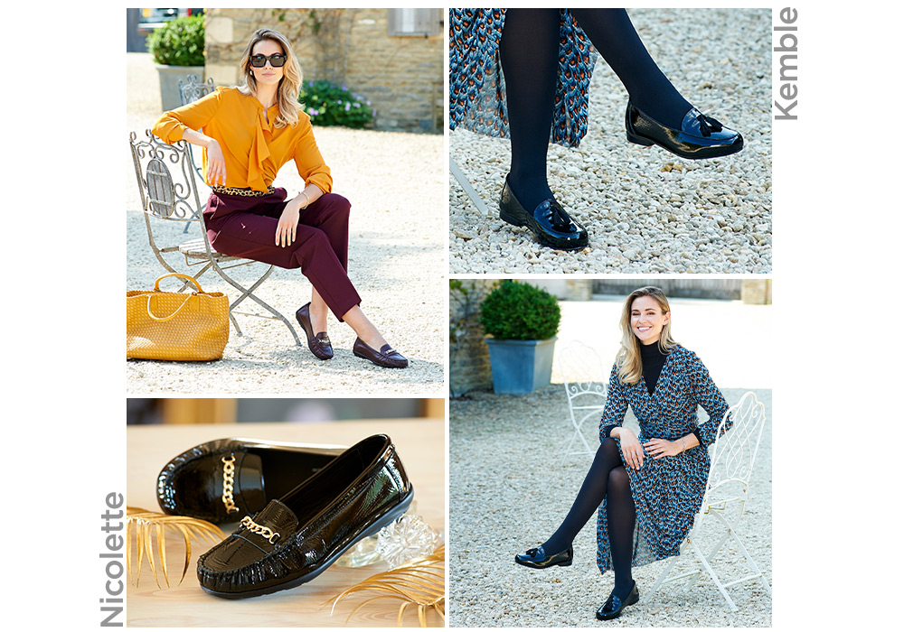 A montage of woman and shoes