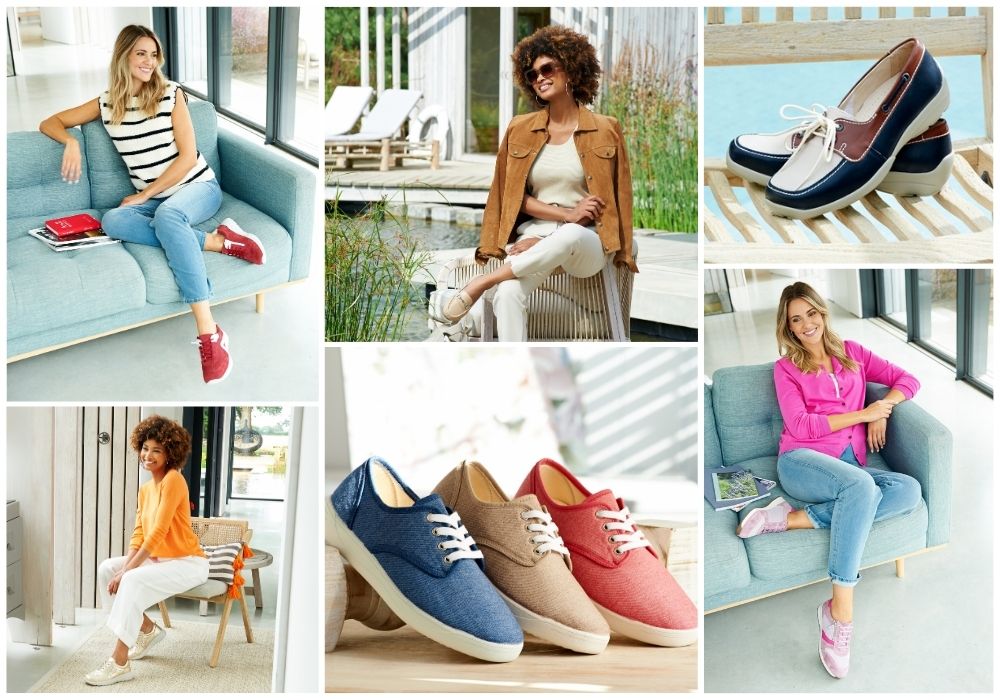 A montage of women and shoes