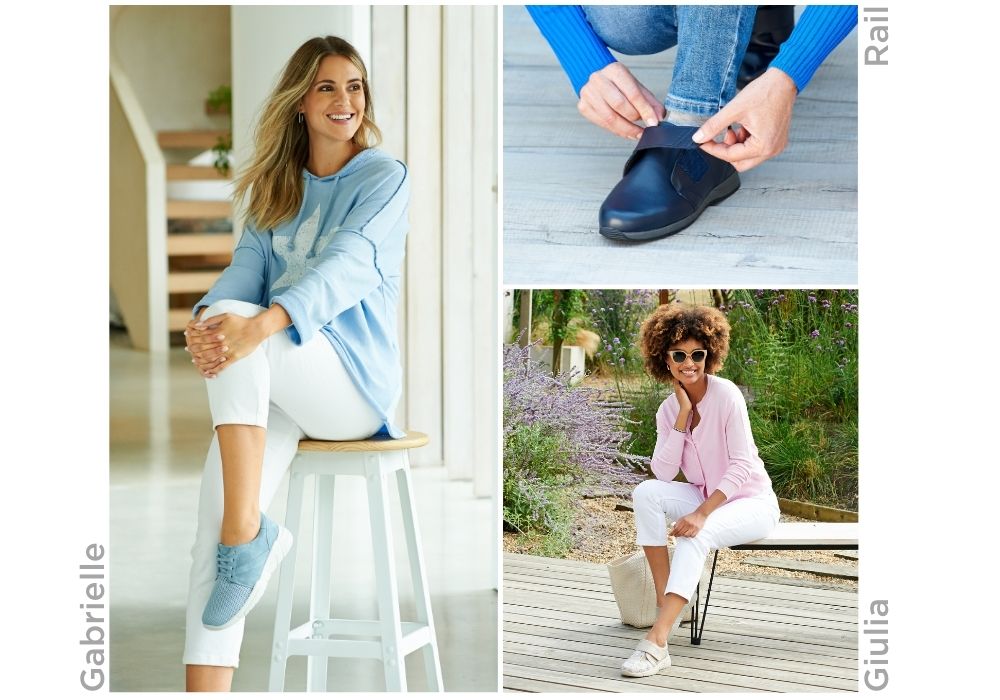 A montage of women and different trainers