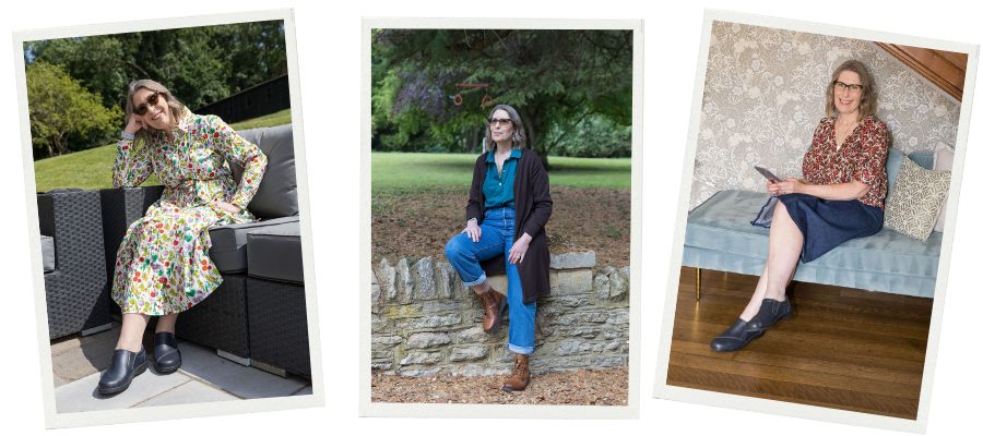 A trio of images showing a women in 3 different styles of clothing