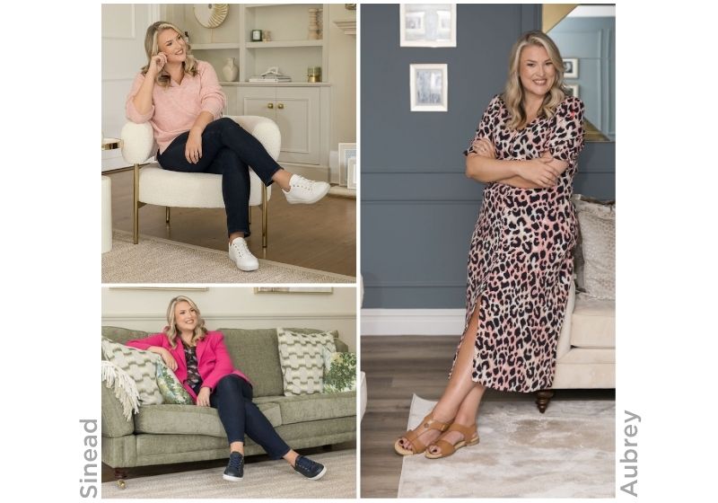 A trio of images of Sara Davies MBE in various clothing